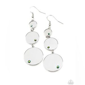 Silver earrings with green stone accents